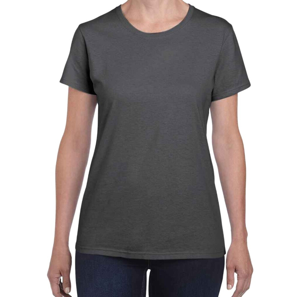 Gildan (18 Uk - 20 Uk, Dark Heather) Womens/Ladies Heather Cotton Heavy T-Shirt
