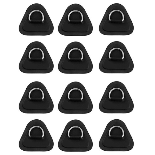 12PCS D-Ring Patch for Inflatable Boat Kayak Dinghy , D-Ring PVC Patch Stand- Paddleboard Canoe Rafting Black