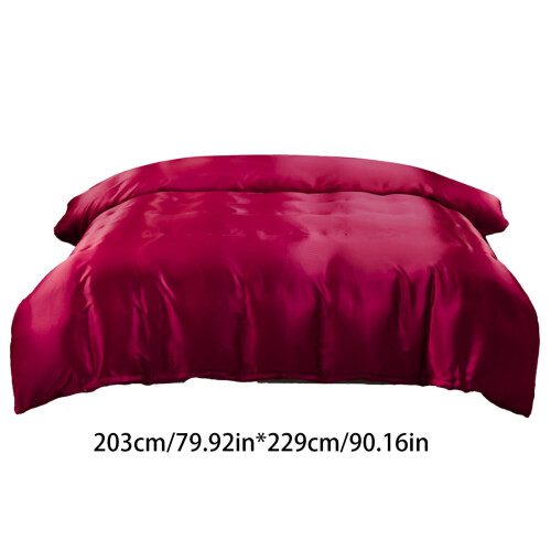 Solid Color Silk Duvet Cover with Zipper Closure 2