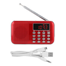 Červený audio prijímač FM/AM rádio MP3 prehrávač s AUX konektorom