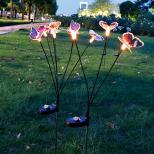 Lampes solaires de jardin avec 3 papillons, 3 couleurs, IP65