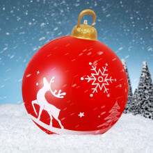 Boule de Noël gonflable Père Noël rouge et renne 600 mm