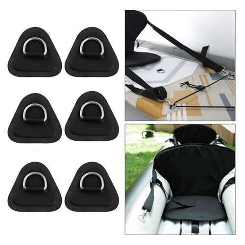 12PCS D-Ring Patch for Inflatable Boat Kayak Dinghy , D-Ring PVC Patch Stand- Paddleboard Canoe Rafting Black 2