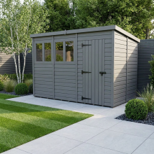 12x6 Pent Composite Shed Tanalised (Single Door, With Windows)