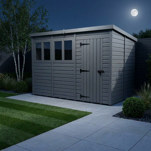 12x6 Pent Composite Shed Tanalised (Single Door, With Windows) 2