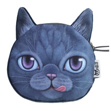 Cute Cat Face Purse Wallet for Women Small Zippered Card