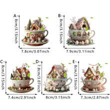 Acrylic Coffee Cup Pendant Keychain Cute Cartoon Charm