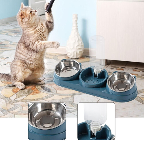 Pet Water Dish Double Bowl with Automatic Dispenser 1