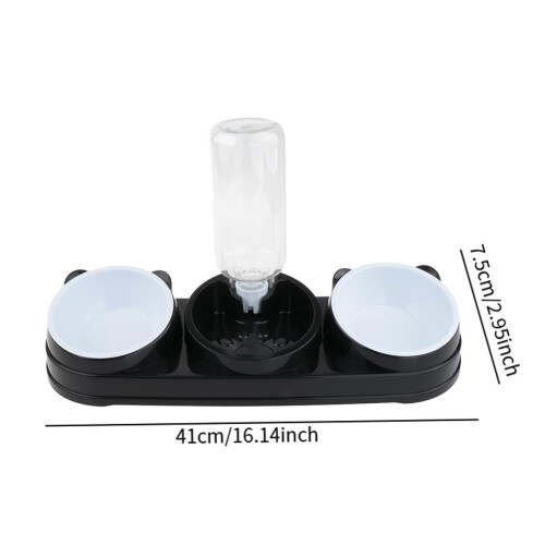 Pet Water Dish Double Bowl with Automatic Dispenser 2