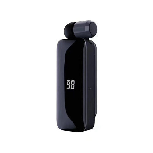 2X LED Power Digital Display  Wireless Headphones Retractable Collar Clip Single Headset Retractable with Wire 1