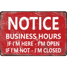 Vintage Metal Business Hours Sign 8x12 in Aluminum