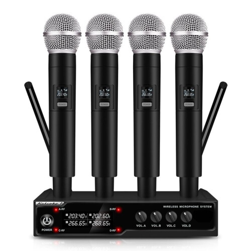 VM304 Audio 4-Channel Wireless Microphone System Handheld Mic 80M Range for Karaoke Speech Singing Portable Set US Plug 1