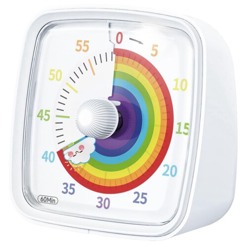 3X 60-Minute Visual Timer with Night Light, Countdown Timer,Pomodoro Timer with Rainbow Pattern White 1