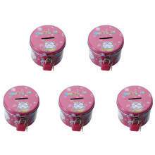 5X Cylinder Design Cartoon Print Piggy Bank Coin Money Saving Box W Padlock