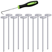 50Pcs Circle Top Landscape Staples, 6Inch Garden Stake Galvanized Landscape Fabric Stakes, Heavy Duty Yard Ground Pins