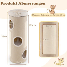 4-laags kattentoren met 3 grotten en 2 sisal krabmatten