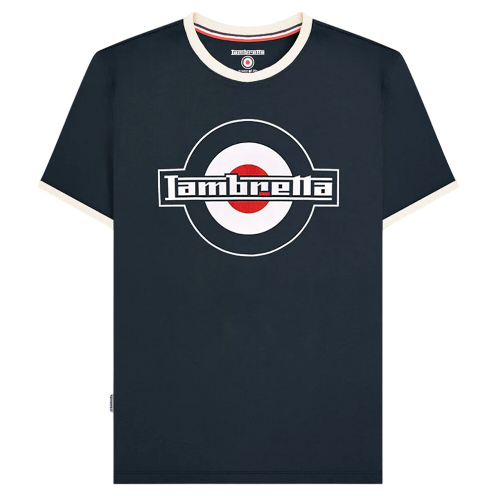 Lambretta (3Xl, Dark Navy/Silver) Mens Ss25 Ringer Logo T-Shirt
