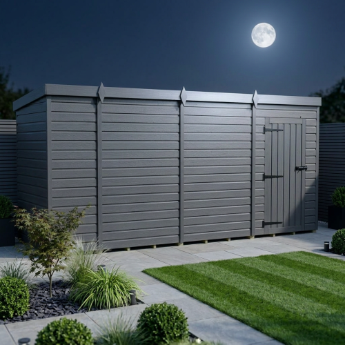14x4 Pent Composite Shed Tanalised (Single Door, No Windows) 2