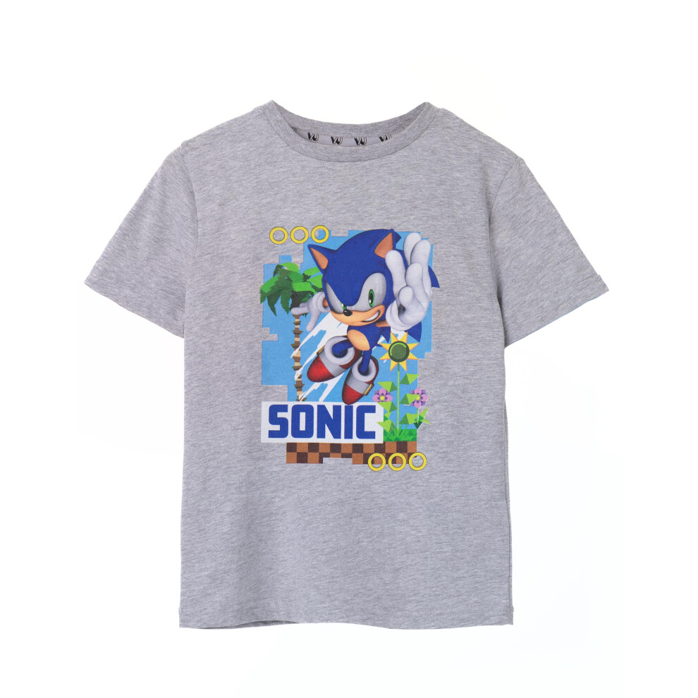 Sonic The Hedgehog (3-4 Years) Short Sleeved T-Shirt (Unisex Kids Grey)