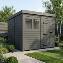 8x9 Pent Composite Shed Tanalised (Single Door, With Windows)