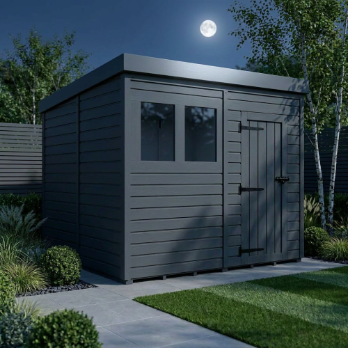 8x9 Pent Composite Shed Tanalised (Single Door, With Windows) 2