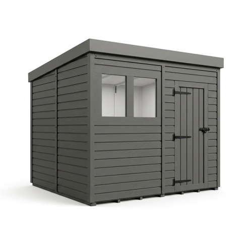 8x9 Pent Composite Shed Tanalised (Single Door, With Windows) 1