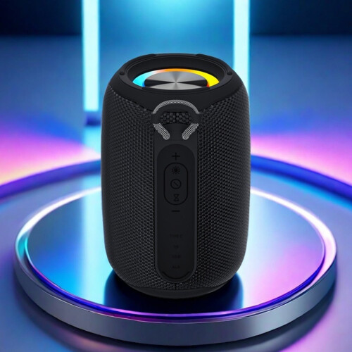 Caixa de som Bluetooth portátil com luz LED, à prova d'água e com som HiFi.