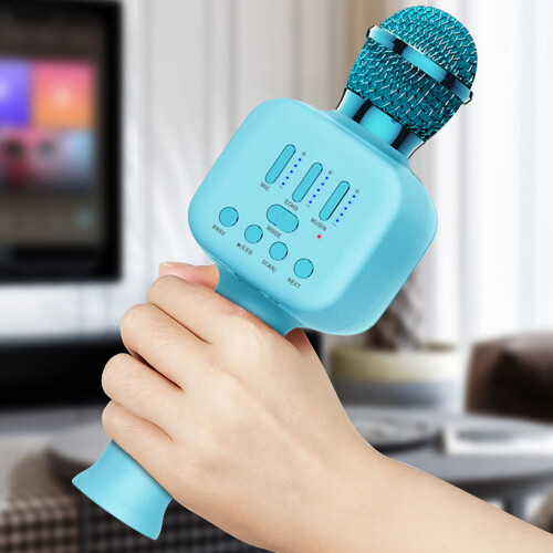 Microphone karaoké sans fil Bluetooth avec lumière RGB