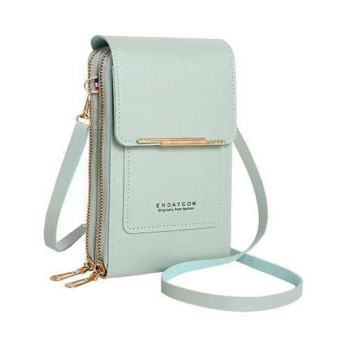 Grüne Leder-Handytasche mit Touchscreen, 6,7 Zoll