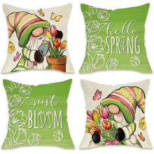 Housses de coussin Gnome Ă fleurs vertes 45 x 45 cm (lot de 4)