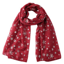 Cachecol de Natal feminino leve e transparente com estampa de flocos de neve (1 peça)