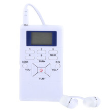Mini prenosné LCD FM rádio so slúchadlami, biele