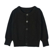 Girls' Long Sleeve Button Cardigan Crew Neck Black 18 Months