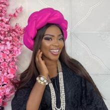 African Braided Hairband Adjustable Turban Cap for Wedding