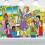 Feestachtergrondbanner met magische schoolbus (1 stuk) 1