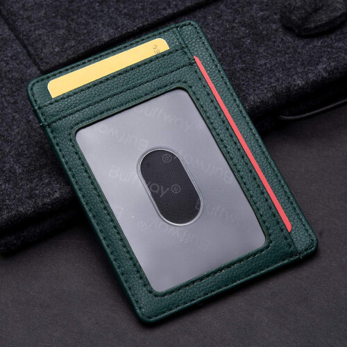 PUMIER Slim Leather Wallet RFID Blocking Cross Black 2