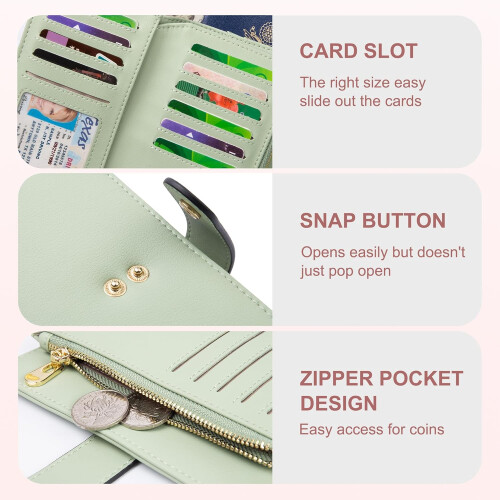 Women's Leather Trifold Wallet with RFID Blocking and Pen 2