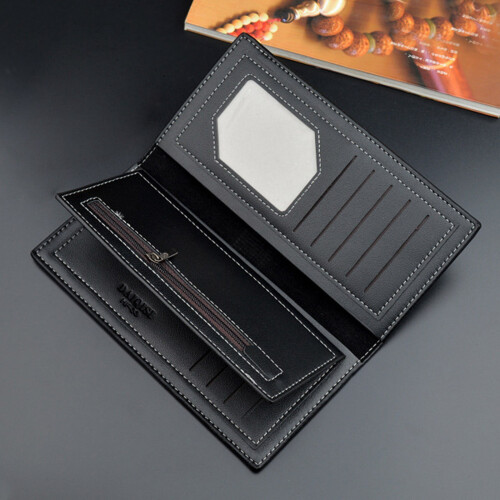 Men's Slim Long Bifold Wallet with ID Window and Multiple 2