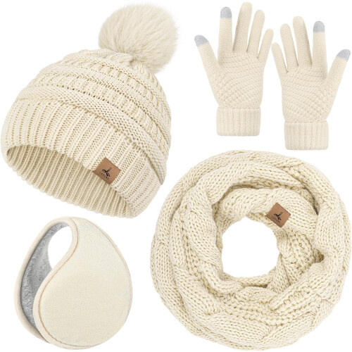 Women's Winter Hat Scarf Gloves Set 3-Piece