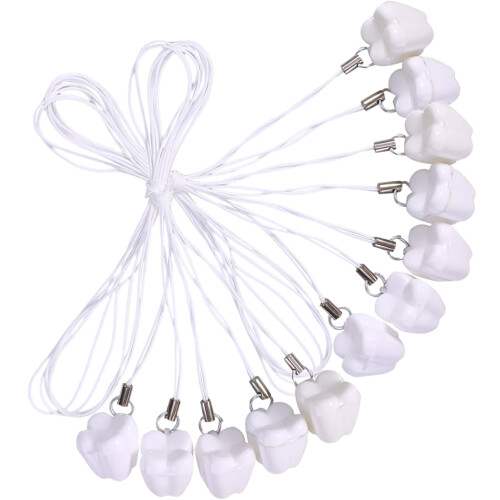 Kids' White Plastic Tooth Holder Necklace Compact