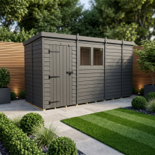 13x5 Pent Composite Shed Tanalised (Single Door, With Windows)