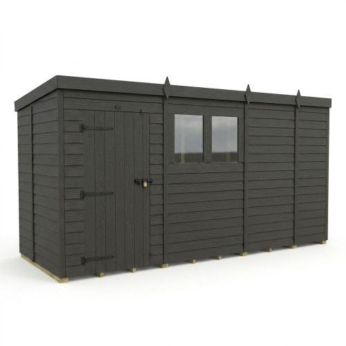 13x5 Pent Composite Shed Tanalised (Single Door, With Windows) 1
