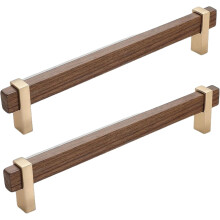 Wooden Cabinet Knobs Chinese Style Walnut 2 Pcs