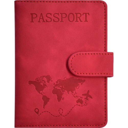 RFID Blocking Leather Passport Holder with Credit Card