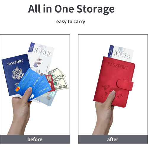 RFID Blocking Leather Passport Holder with Credit Card 2