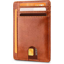 PUMIER Slim RFID-Blocking Leather Wallet Cross Black
