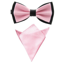 Men's Satin Solid Bow Tie and Pocket Square Set
