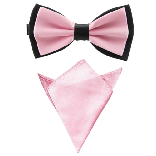 Men's Satin Solid Bow Tie and Pocket Square Set