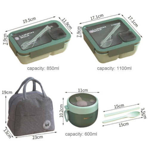 Boîte à bento étanche 850 ml compatible micro-ondes avec séparateur et 2