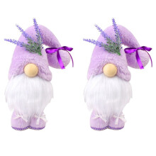 2X Lavendel Zweedse Kabouters Decoratie voor Thuis Pastel Paars Lente Zomer Gelaagde Dienblad Pluche Decor Nordic Dwerg
